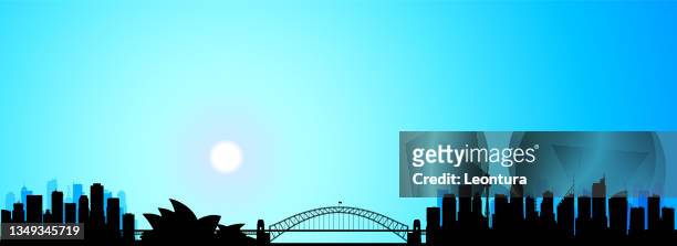 sydney at night silhouette (all buildings are moveable and complete) - sydney opera house stock illustrations
