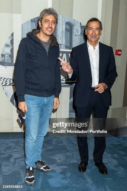 Italian director Pif with the mayor of Milan Beppe Sala at the premiere of his film "E noi come stronzi rimanemmo a guardare". Milan , October 26th,...
