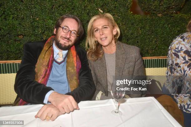 Nicolas d’Estienne d’Orves and Anne Fulda attend "Chronique D'un Dillettant" Jean Marie Perrier Exhibition Preview and Book Signing at Les Deux...