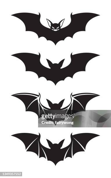 set of bat silhouettes - informationsgrafik stock illustrations
