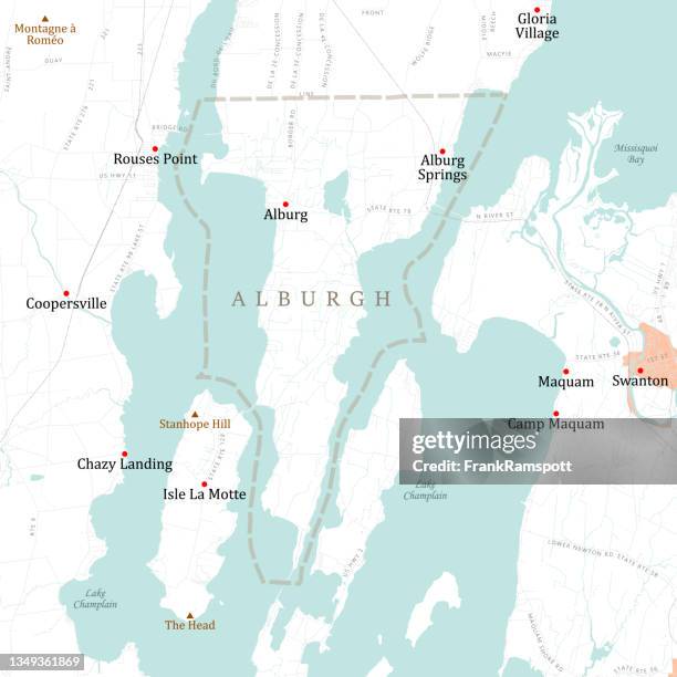 vt grand isle alburgh vector road map - vermont stock illustrations