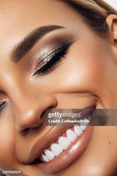 beautiful woman with bright make-up - eyeshadow stock pictures, royalty-free photos & images