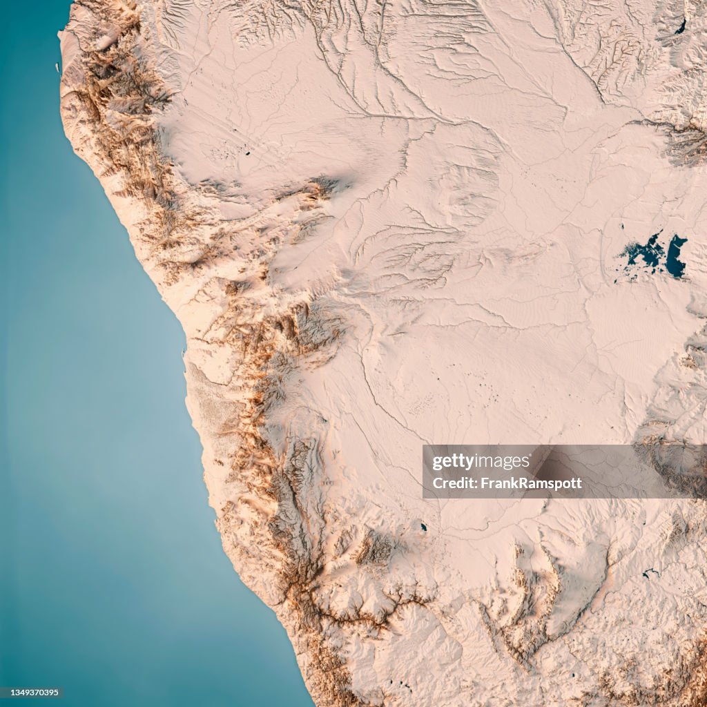 Namibia 3D Render Topographic Map Color