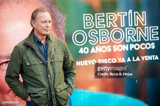 Bertin Osborne posing to photographers during the presentation of his new album at Wellington Hotel on October 27, 2021 in Madrid, Spain.