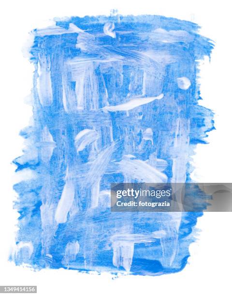 abstract blue acrylic painted background isolated on white - tempera painting stock pictures, royalty-free photos & images