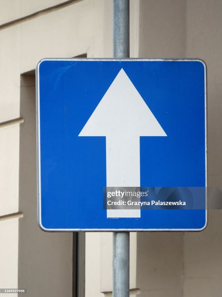 One way informational road sign
