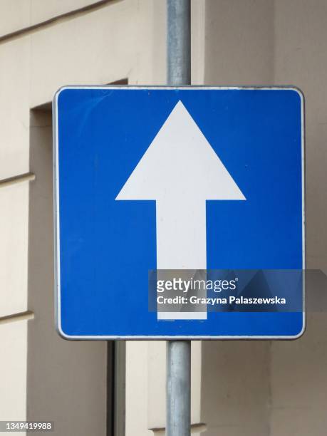 one way informational road sign - one way stock pictures, royalty-free photos & images