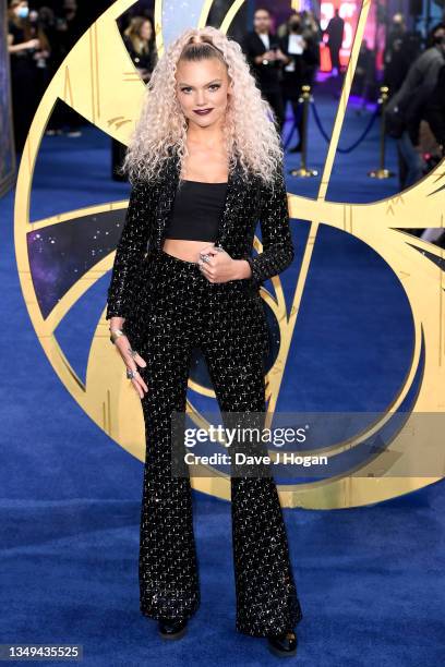 Becca Dudley attends the "The Eternals" UK Premiere at BFI IMAX Waterloo on October 27, 2021 in London, England.