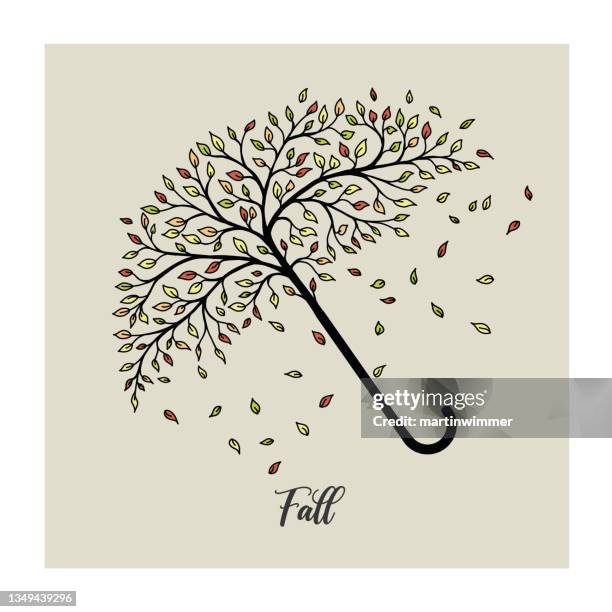 four seasons umbrella concept - freisteller – neutraler hintergrund stock illustrations