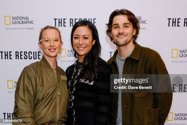 Alice Aedy, Elizabeth Chai Vasarhelyi and Jack Harries attend special screening of National Geographic documentary film 'The Rescue' attended by...