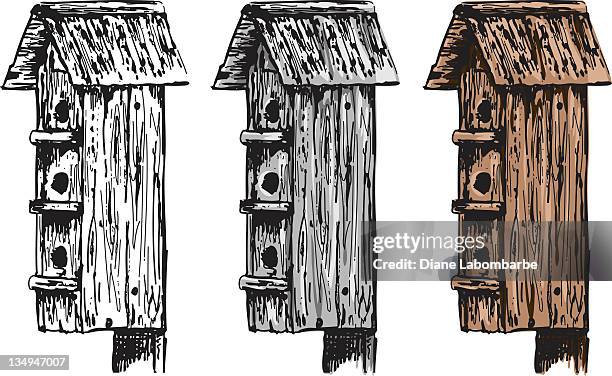 sketchy style birdhouses - birdhouse stock illustrations