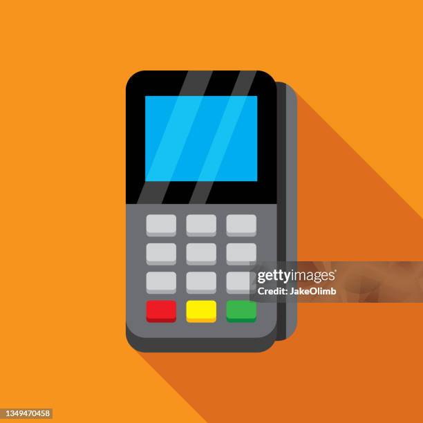 credit card reader icon flat - eftpos machine stock illustrations