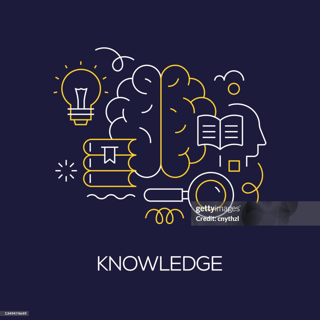 Random Knowledge Background Vector Set Of Illustration Knowledge Concept Line Art Style Background ...