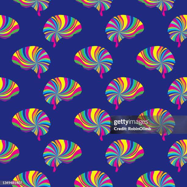 psychedelic brains seamless pattern - smart textiles stock illustrations