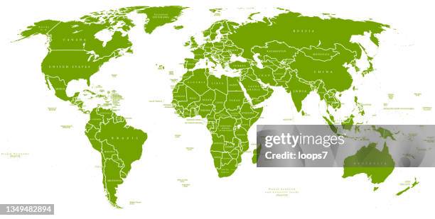 world map with names of all world countries - detailed vector illustration - turkey country outline stock illustrations