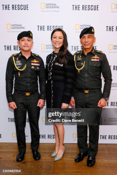 Major Saenyapap Hongwilai, Elizabeth Chai Vasarhelyi and Colonel Singhanat Losuya attend special screening of National Geographic documentary film...