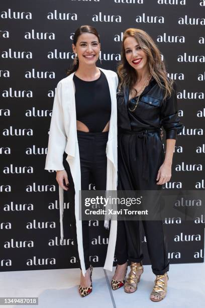 Presenters Ares Teixido and Ruth Jimenez attend the presentation of the new collection of Guillermina Baeza at Alura on October 27, 2021 in...