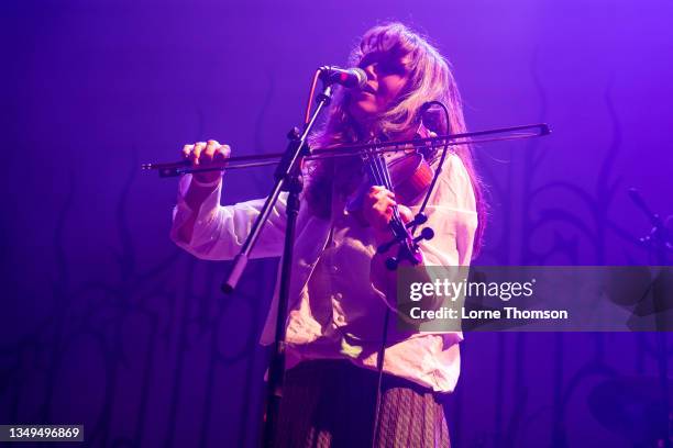 Georgia Ellery of Jockstrap performs at Islington Assembly Hall on October 27, 2021 in London, England.