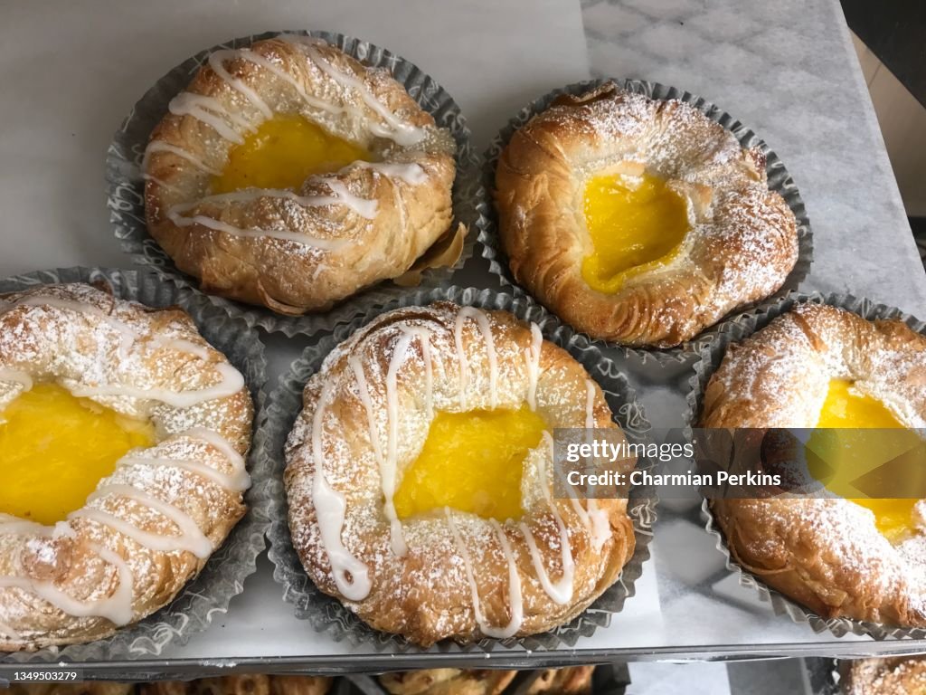 Traditional Swedish custard pastries, wienerbrød, Spandauer, gourmet Danish pastries in European bakery, Scandinavian cakes and sweets