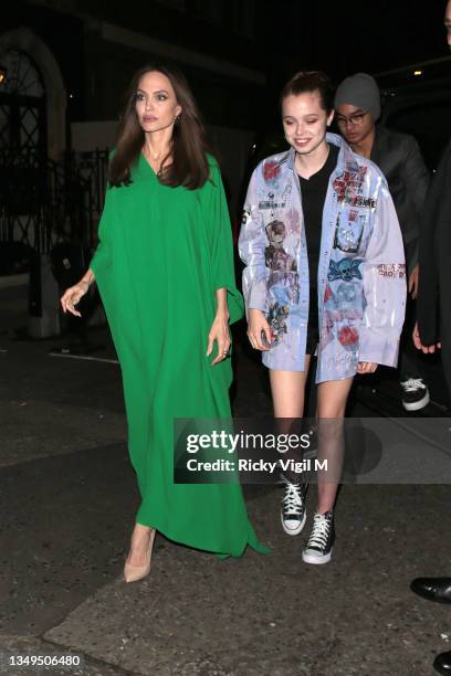 Angelina Jolie and Shiloh Jolie-Pitt seen attending The Eternals - UK film premiere afterparty at Maison Estelle on October 27, 2021 in London,...