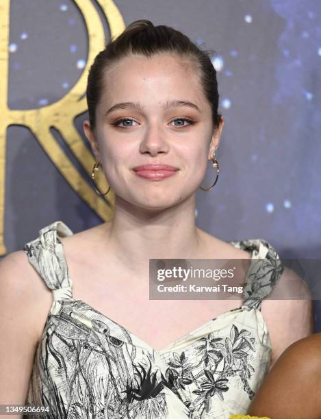 Shiloh Jolie-Pitt attends the "The Eternals" UK Premiere at BFI IMAX Waterloo on October 27, 2021 in London, England.