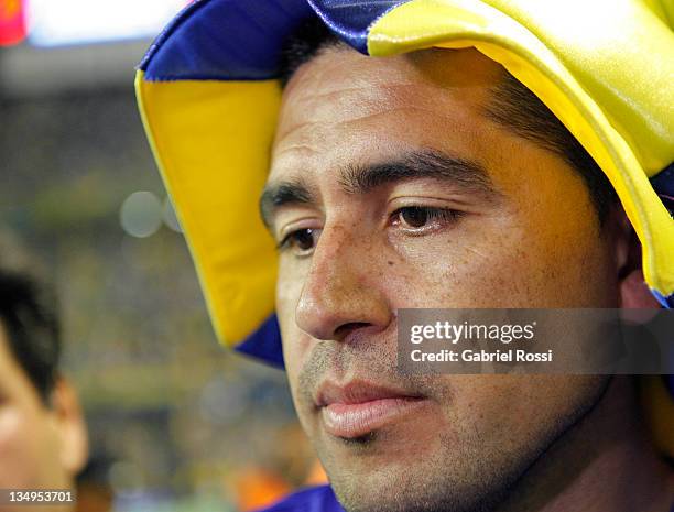 Riquelme of Boca Juniors during a match between Boca Juniors and Banfield as part of the championship IVECO Bicentenario Apertura 2011 at the...