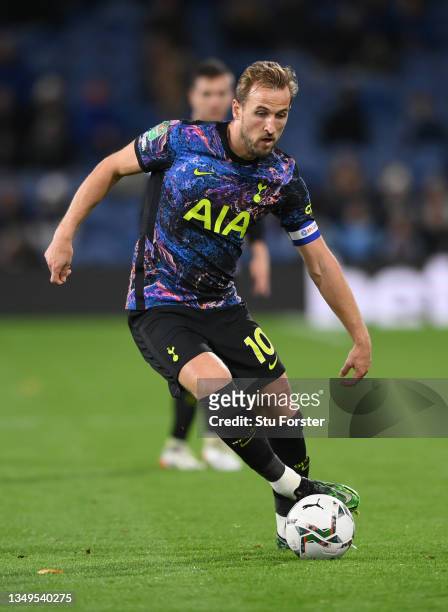 Spurs striker Harry Kane in action during the Carabao Cup Round of 16 match between Burnley and Tottenham Hotspur at Turf Moor on October 27, 2021 in...