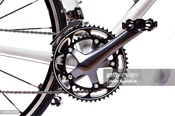 racing bike detail - chain object stockfoto's en -beelden