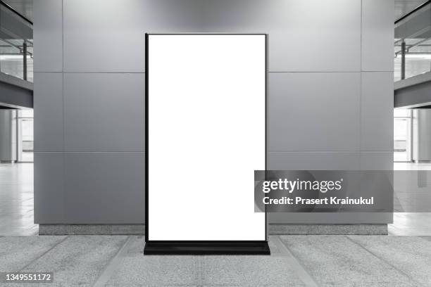 blank standy advertising billboard in the modern building - estar de pie fotografías e imágenes de stock