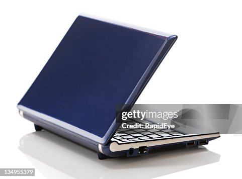 Slightly Open Computer Almost Open Netbookstyle Pc Seen From Behind High-Res Stock Photo ...