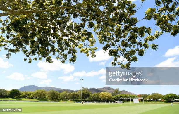 General view is seen during day two of the Sheffield Shield match between Queensland and Tasmania at Riverway Stadium, on October 28 in Townsville,...