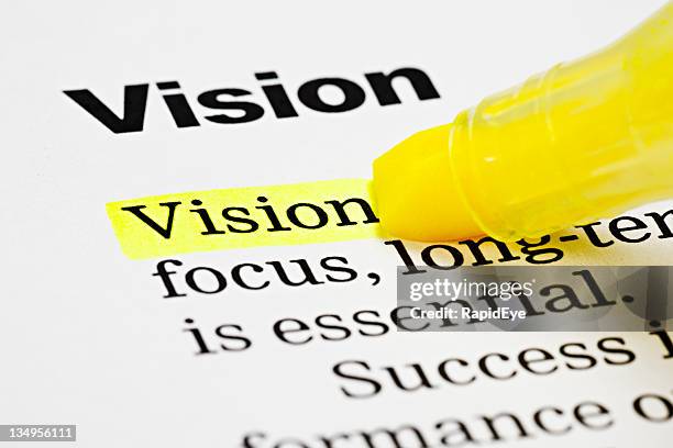 yellow marker highlights the word 'vision' - marker stockfoto's en -beelden