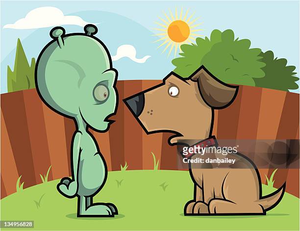 close encounters - ugly cartoon characters stock illustrations