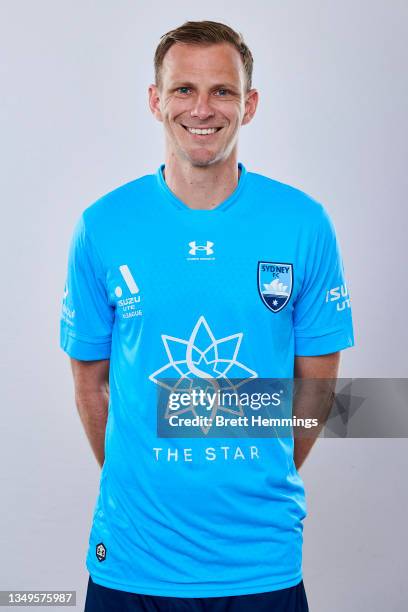 Alex Wilkinson poses during the Sydney FC A-League men's team headshots session at Sydney FC HQ on October 22, 2021 in Sydney, Australia.