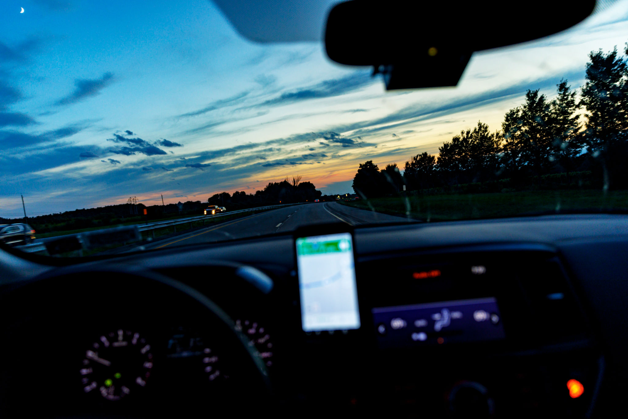 Night Expressway Car Driver Point of View Night Expressway Car Driver Point of View