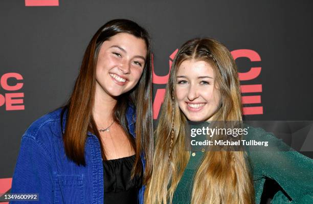 Meghan Coughlin and Alexa Cappelli attend the launch party for MuzicSwipe at Avalon Hollywood & Bardot on October 27, 2021 in Los Angeles, California.