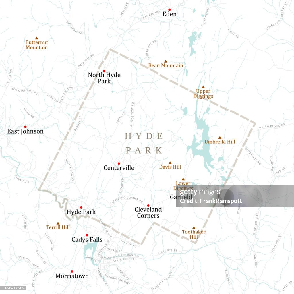 VT Lamoille Hyde Park Vector Road Map