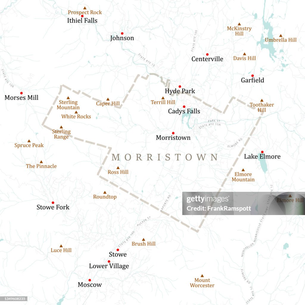 VT Lamoille Morristown Vector Road Map