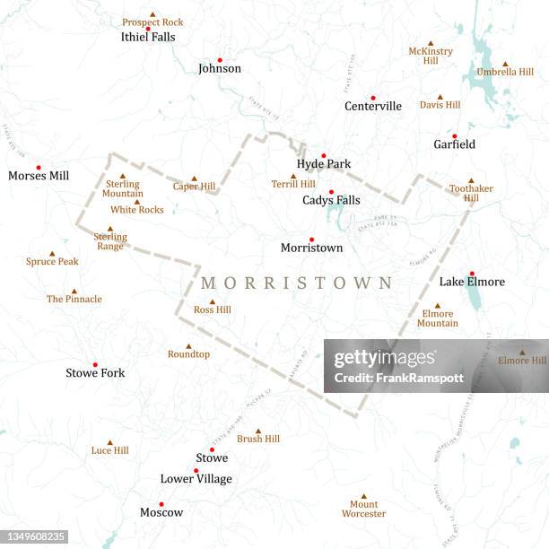 vt lamoille morristown vector road map - morristown stock illustrations