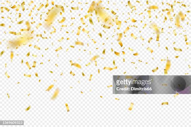 fallender goldener konfetti-nahtloser hintergrund. kann für feiern, weihnachten, neujahr, karneval, valentinstag, feiertag, nationalfeiertag usw. verwendet werden. - völlig lichtdurchlässig stock-grafiken, -clipart, -cartoons und -symbole