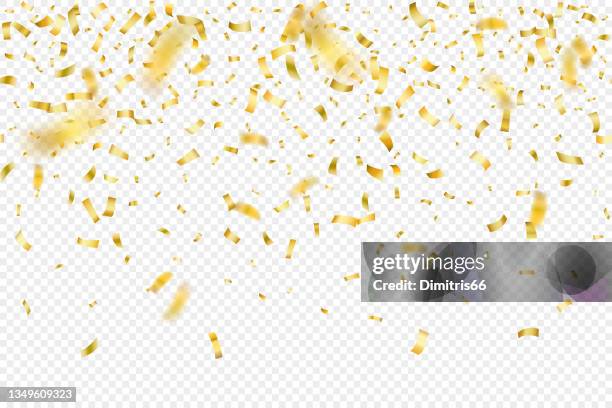 ilustraciones, imágenes clip art, dibujos animados e iconos de stock de fondo de confeti dorado que cae sin costuras. se puede utilizar para celebración, navidad, año nuevo, festividad de carnaval, día de san valentín, feriado, fiesta nacional, etc. - gold coloured