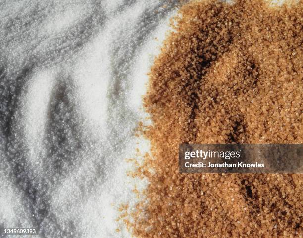 white and brown sugar - sugar stockfoto's en -beelden