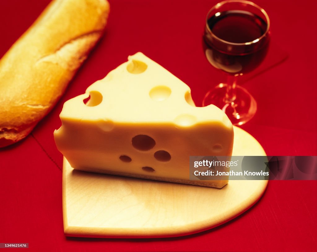 Cheese wine and bread