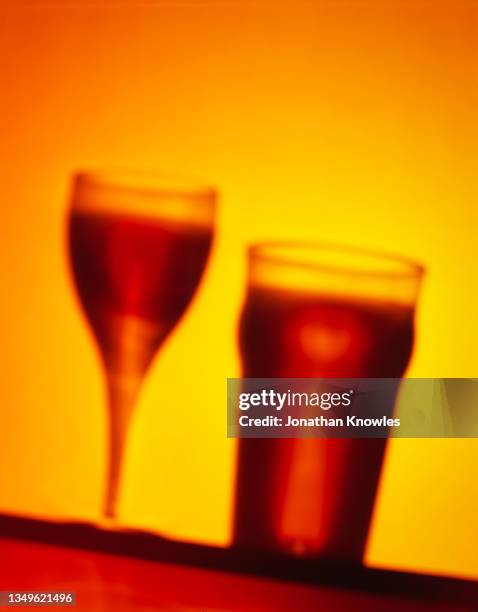 beer and wine glass shadows - rubbing alcohol stock pictures, royalty-free photos & images