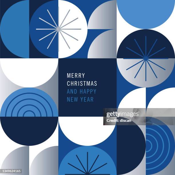 frohe feiertage karte mit modernem geometrischem hintergrund. - art christmas stock-grafiken, -clipart, -cartoons und -symbole