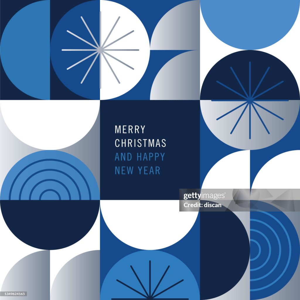 Happy holidays card with modern geometric background.