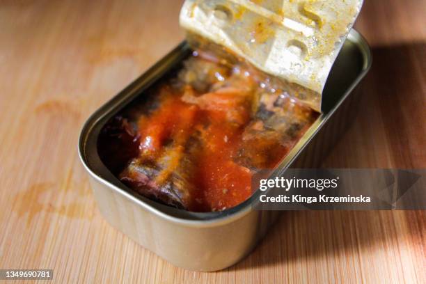 canned sardines - canned food stock pictures, royalty-free photos & images