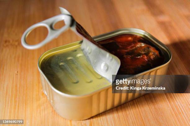 canned fish - sardine tin stock pictures, royalty-free photos & images
