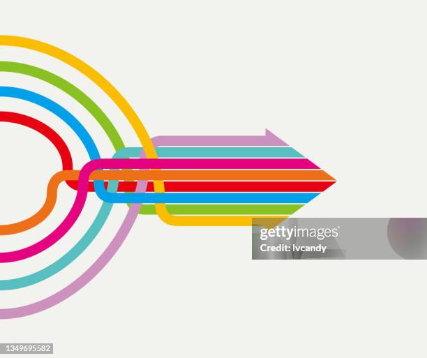 8 arrows merge in 1 - rainbow and growth stock illustrations