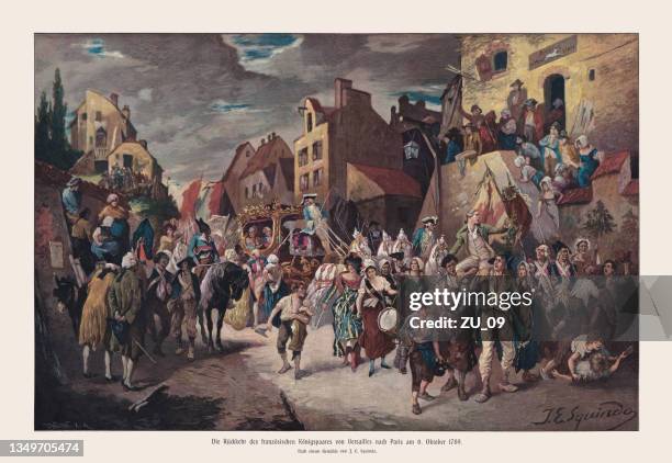 rückkehr ludwigs xvi. von versailles nach paris (französische revolution) - marsch stock-grafiken, -clipart, -cartoons und -symbole
